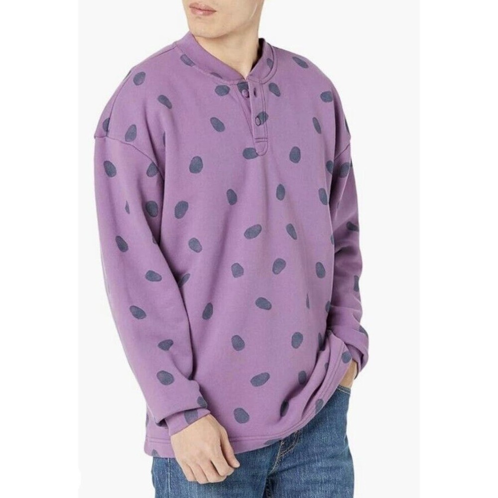 Levi's Men's Skate Relaxed-Fit Fingerprint Henley Sweatshirt 2xl XXL Purple